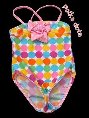 *1227 Sand n sun polka dots swimsuit Girls 18 months